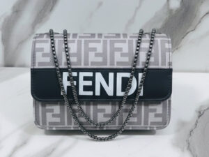 FF Monogram Print Flap Chain Shoulder Bag