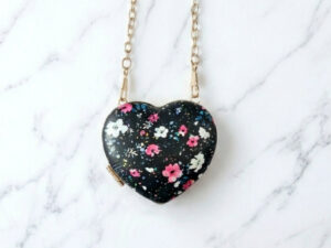 Deep Black Mini Heart Clutch