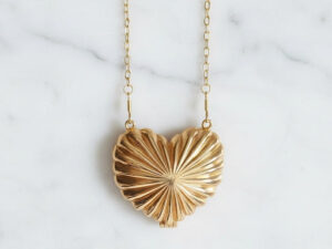 Metallic Golden Mini Heart Clutch