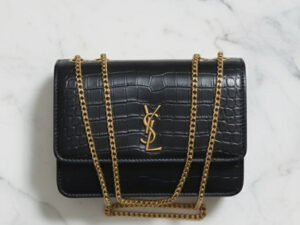 Black Crocodile Faux Leather Boxy Bag