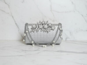 Silver Double Chain Clutch