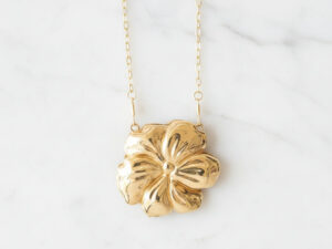 Metallic Golden Mini Flower Clutch