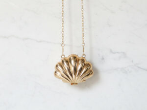 Metallic Golden Mini Shell Clutch