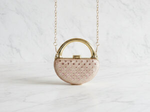 Rose Gold Mini Single Side Rhinestone Clutch