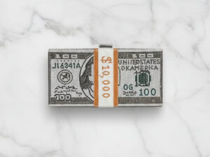 Rhinestone Hundred Dollar Bill Clutch