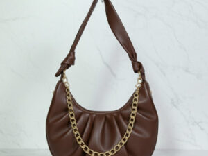 Chocolate Slouchy Knot Handle Crescent Bag