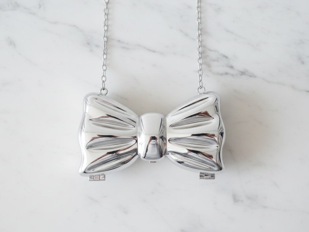 Acrylic Silver Mini Bow Clutch