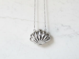 Metallic Silver Mini Shell Clutch