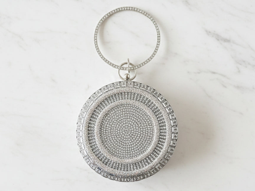 Silver Disc Fancy Bridal Clutch