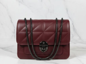Maroon Quilted Flap Bag