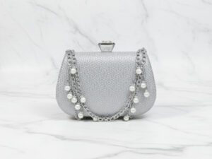 Silver Double Chain Clutch