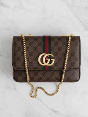 Chocolate Ophidia GG Supreme Shoulder bag