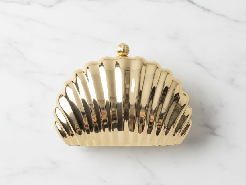 Metallic Golden Shell Clutch