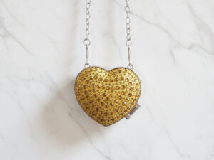 Golden Mini Heart Single Side Rhinestone Clutch