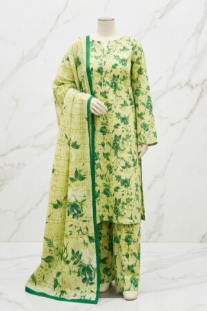 Lime Gardenia Bliss 3 Piece Unstitched