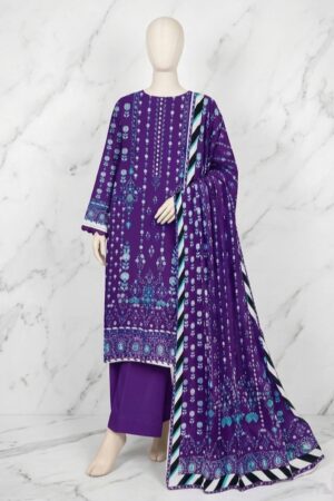 Royal Violet Mosaic 3 Piece Unstitched