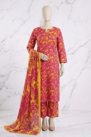 Shocking Sun-Kissed Petals 3 Piece Unstitched